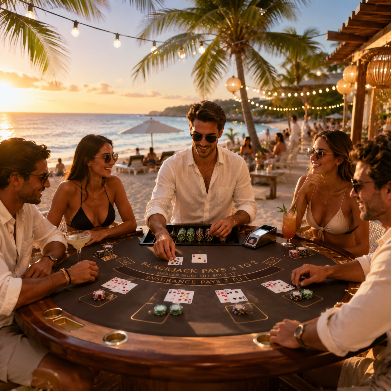 Blackjack table at an exclusive event evening